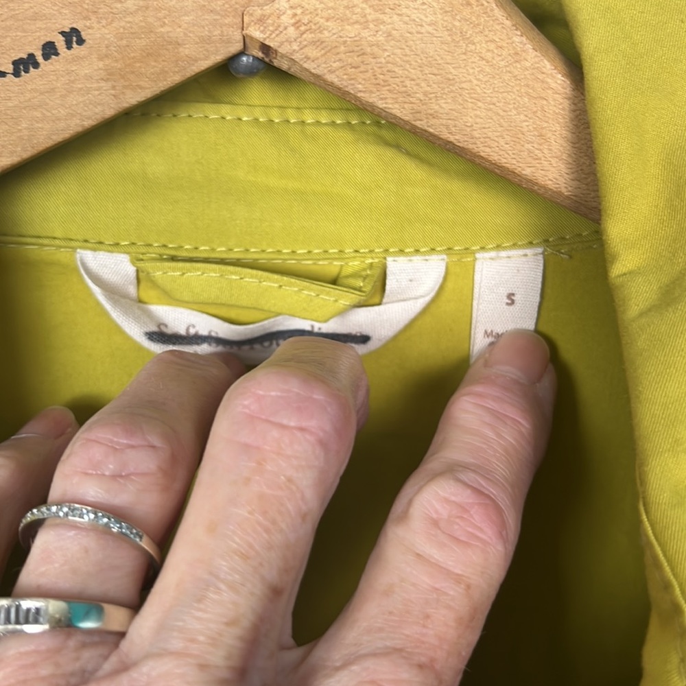 Soft surroundings chartreuse lightweight classic trench coat. Sz Sm - Picture 5 of 9